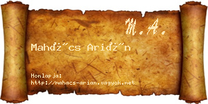 Mahács Arián névjegykártya